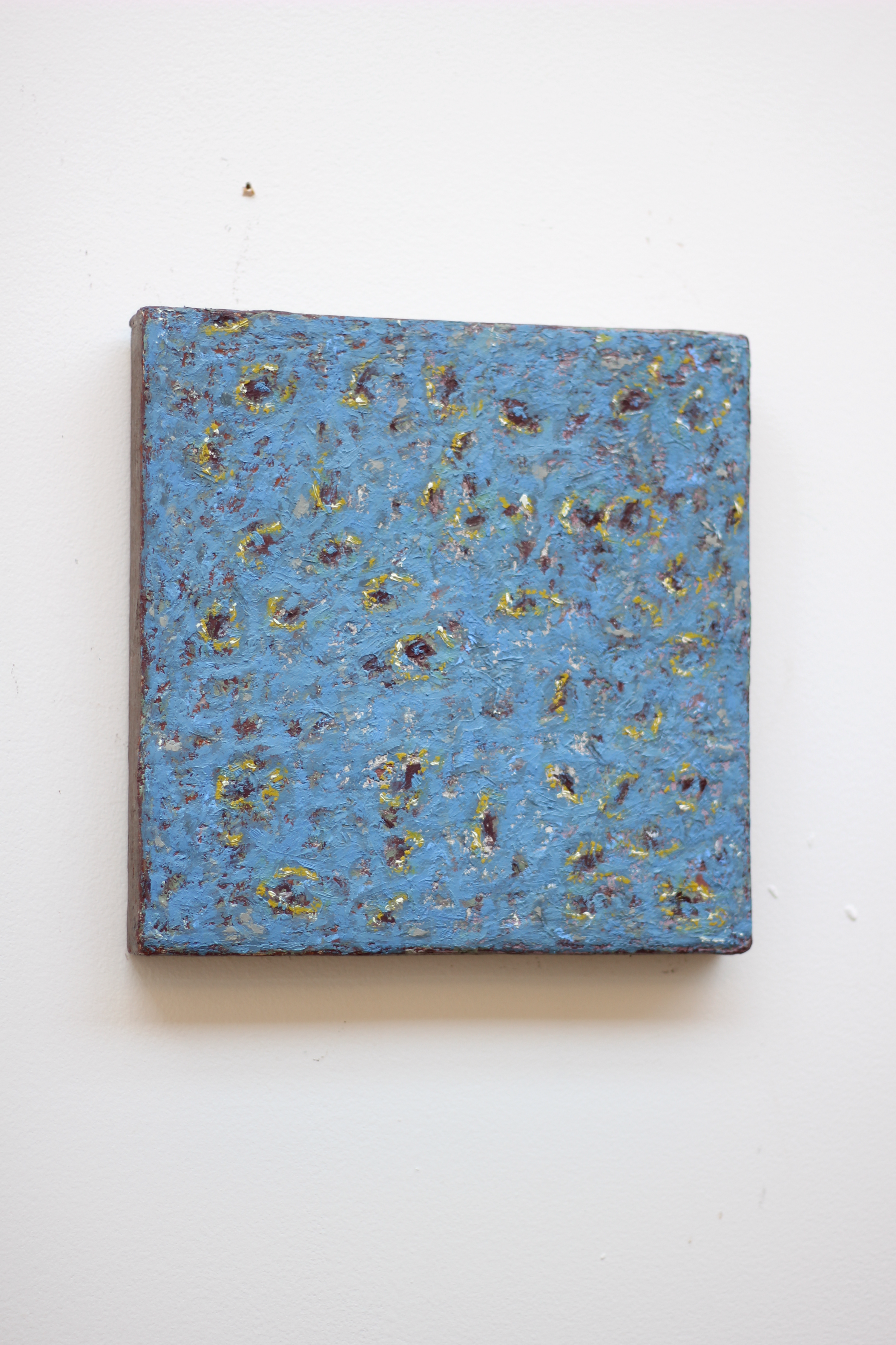 Blue, yellow abstract oil painting